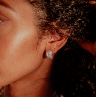 Monroe Sterling Silver Large Huggie Hoop Earring - Rumbita